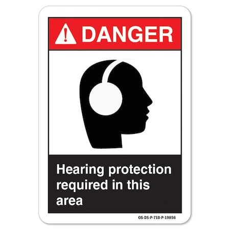 Signmission ANSI Sign, Hearing Protection Required In This Area, 24in X 18in Aluminum, 18" H, 24" W, Landscape OS-DS-A-1824-L-19856
